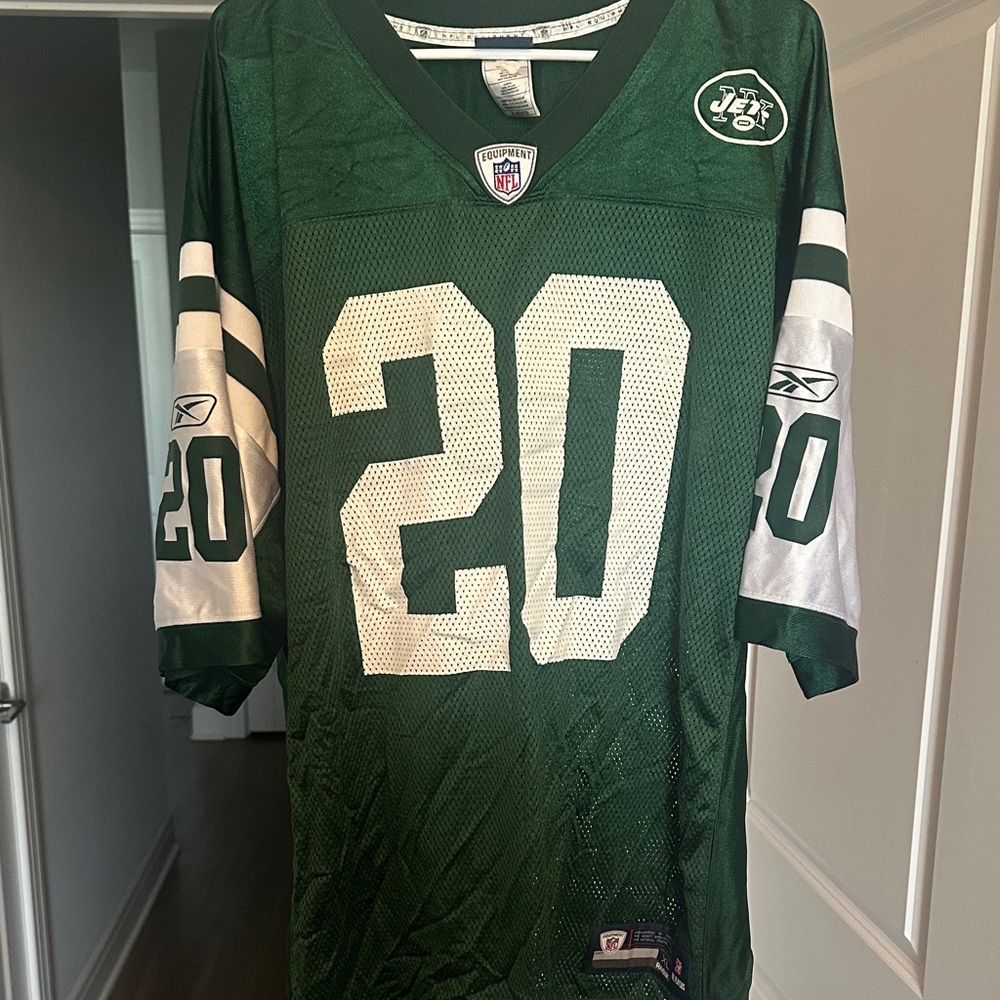 New York Jets Reebok Green and White Home Jersey Early 2000’s Jones #20